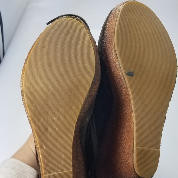 80%20 anthropologie brown suede blue tie wedge crepe sole booties 6.5 - Picture 3 of 10